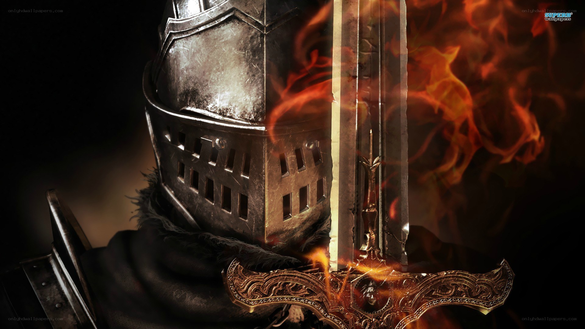 Knight with flaming sword