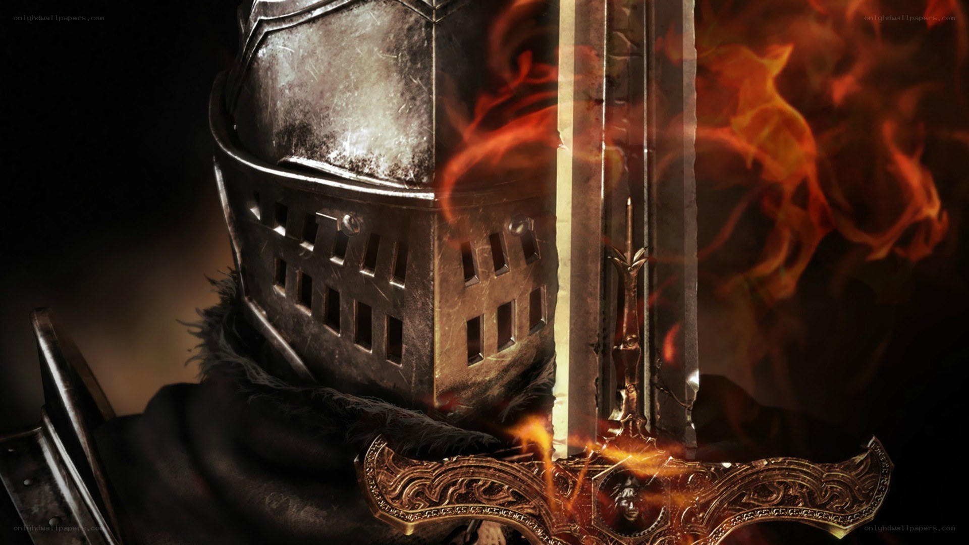 Knight with flaming sword