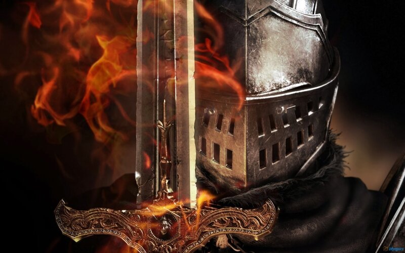 Knight with Flaming Sword — Black