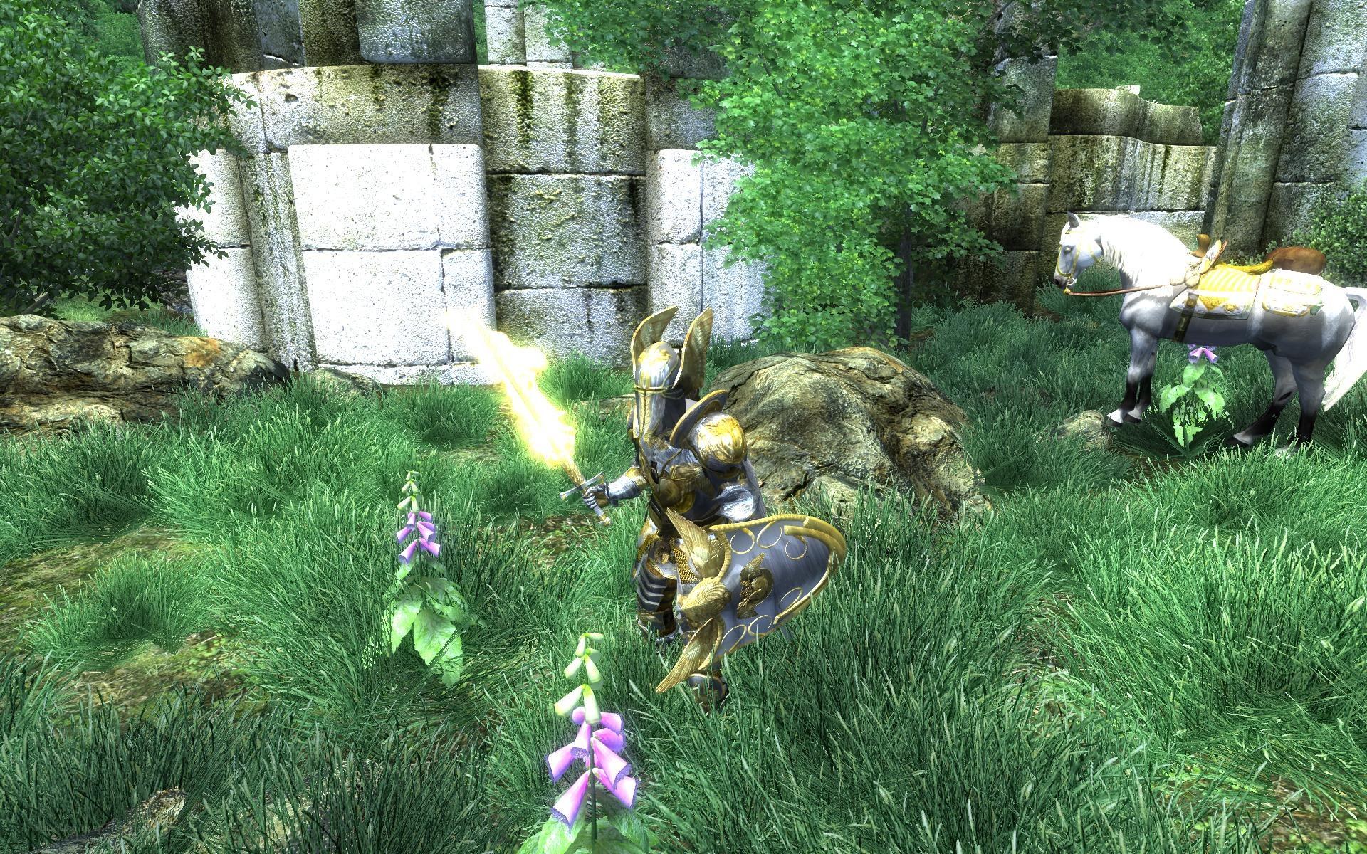 knight with glowing sword