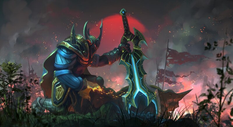 Knight with Glowing Sword — Red