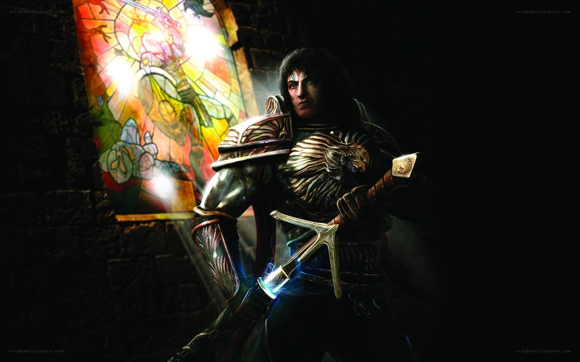 knight with glowing sword
