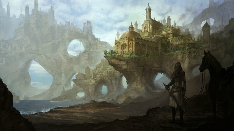 Knight with Horse — Gray, Dramatic