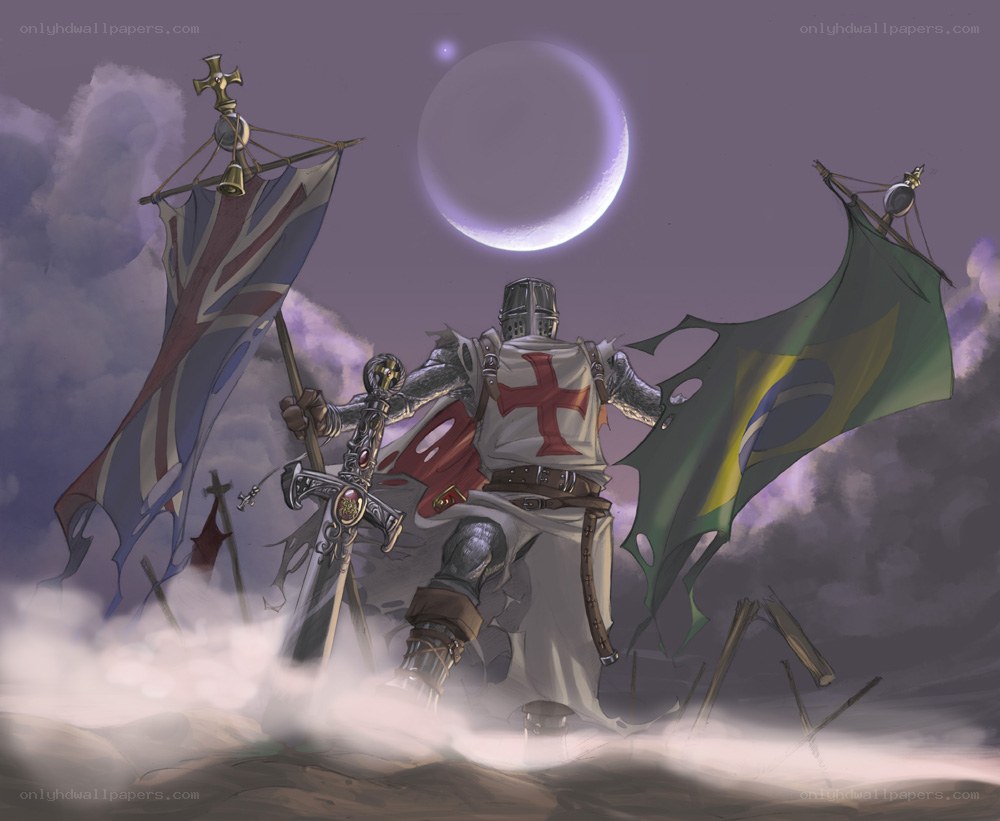 Knight with national flags