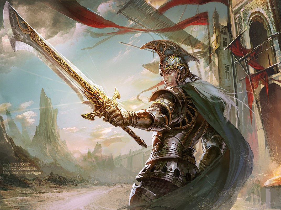 Knight with ornate sword