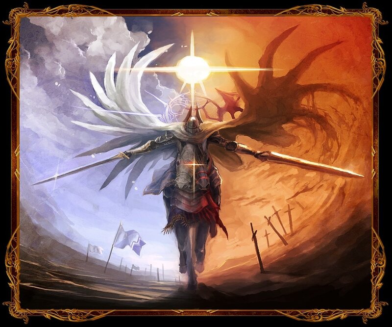 Knight with radiant wings