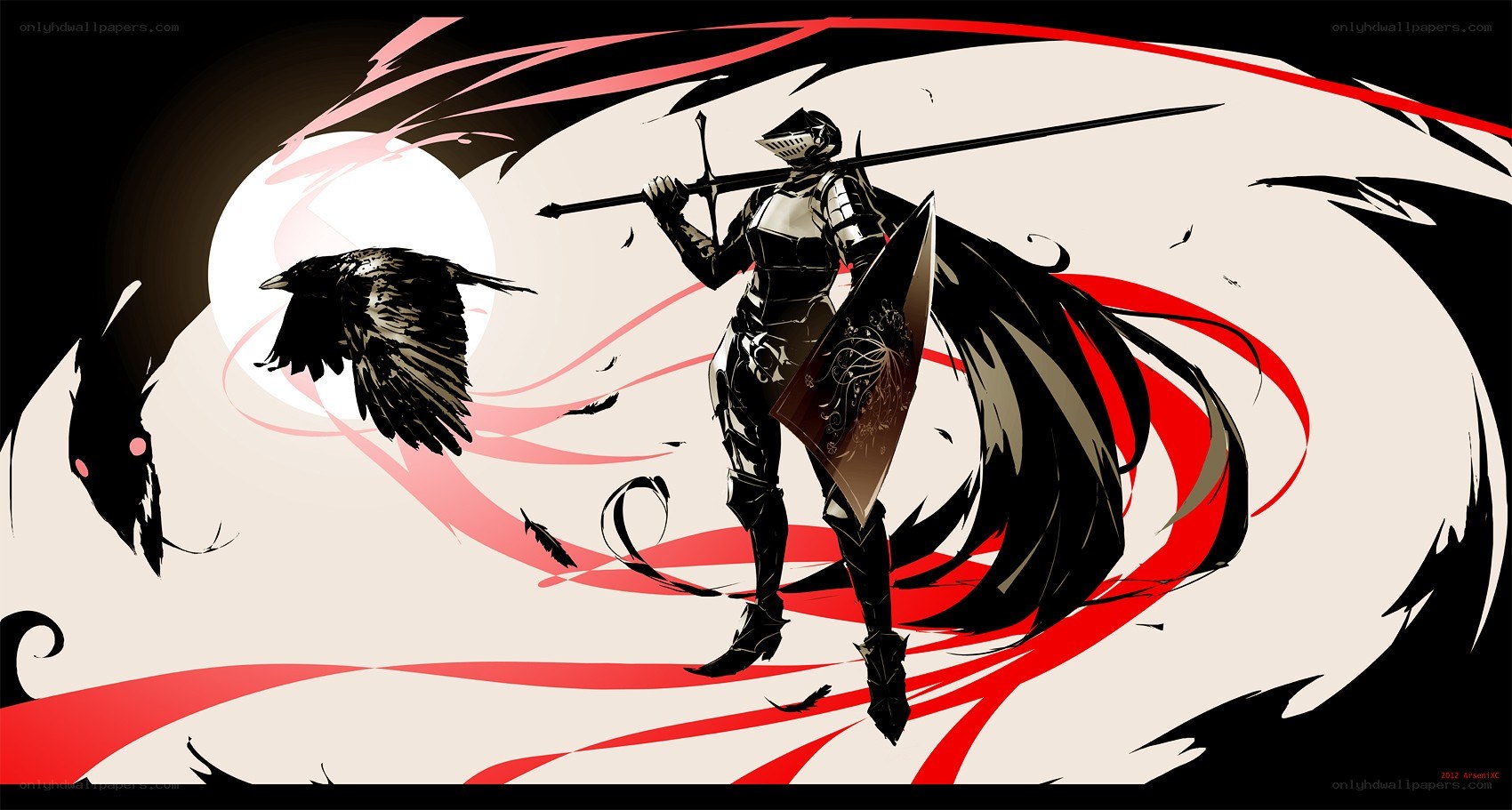 Knight with raven and sword