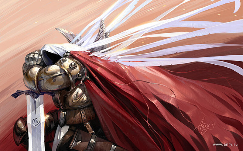 knight with red cape