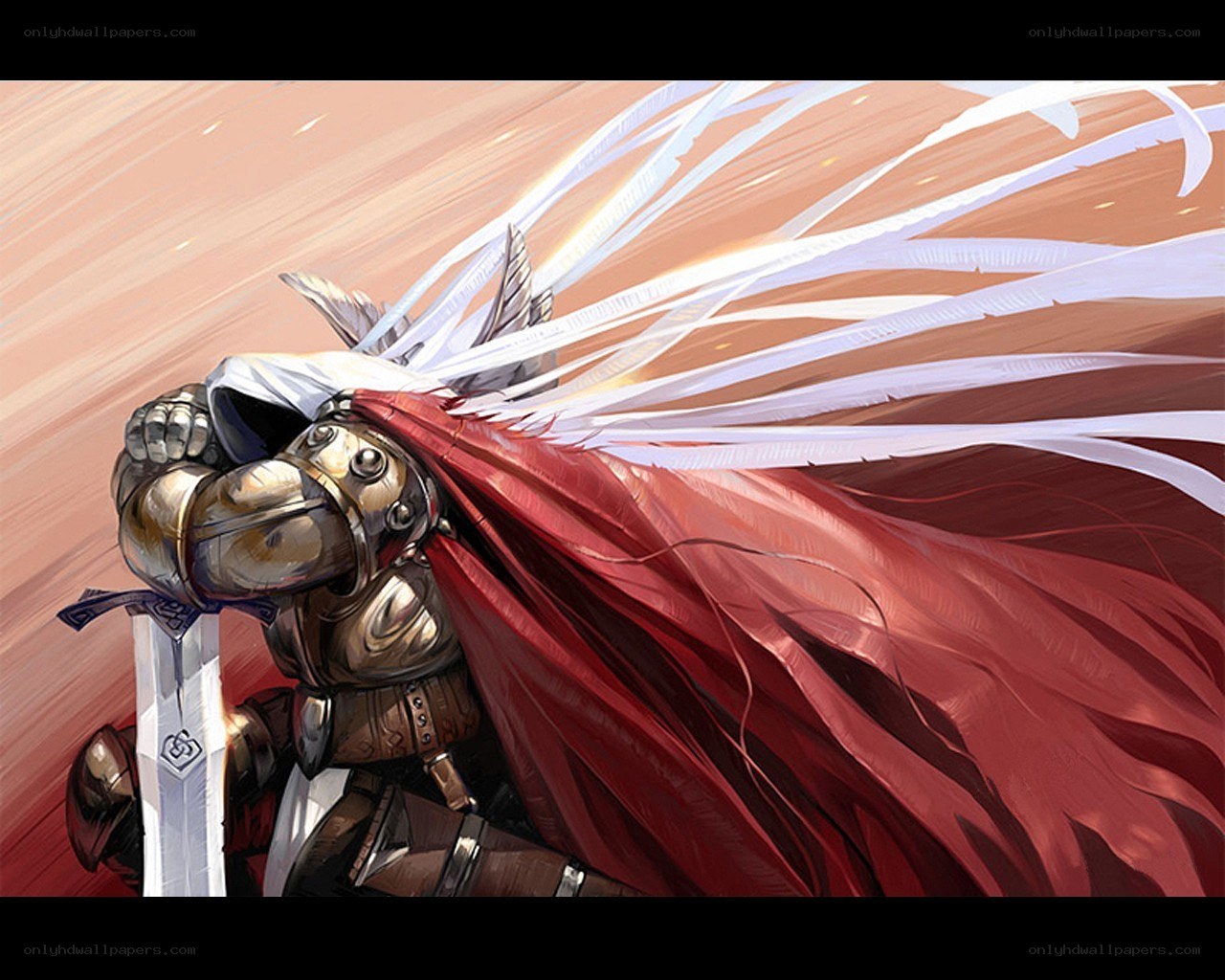 Knight with red cape and sword