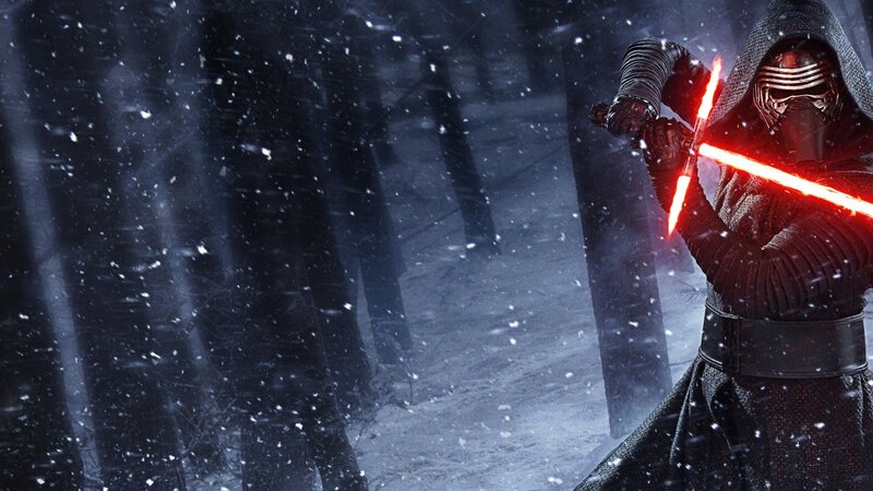 Knight with Red Lightsaber — Black, Dramatic, Winter