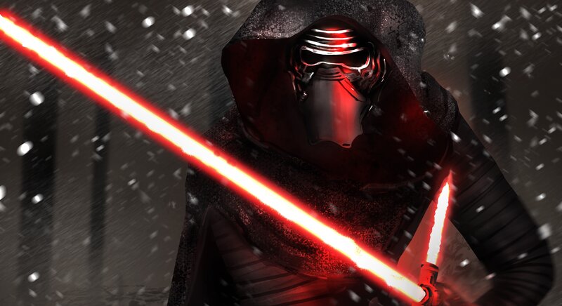 Knight with Red Lightsaber — Dramatic, Winter