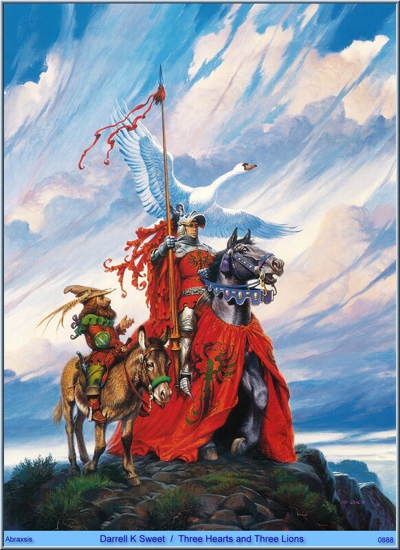 Knight with swan and donkey