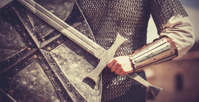 Knight with Sword and Shield — Brown