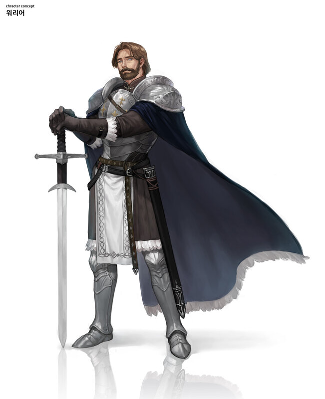 Knight with Sword — Gray, Dramatic, Digital Art, Armor
