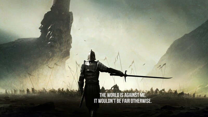 Knight with Sword — Gray, Dramatic, Morning