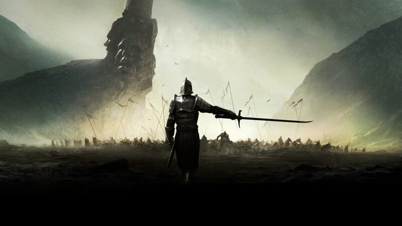Knight with Sword — Gray, Dramatic, Sunset, Digital Art