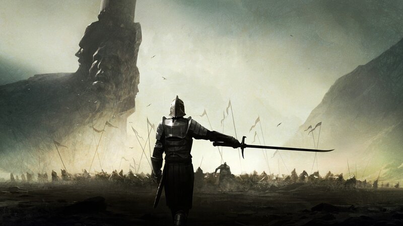 Knight with Sword — Gray, Dramatic