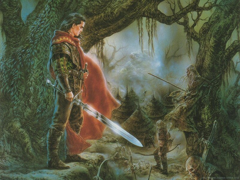 Knight with Sword — Green, Dramatic, Illustration