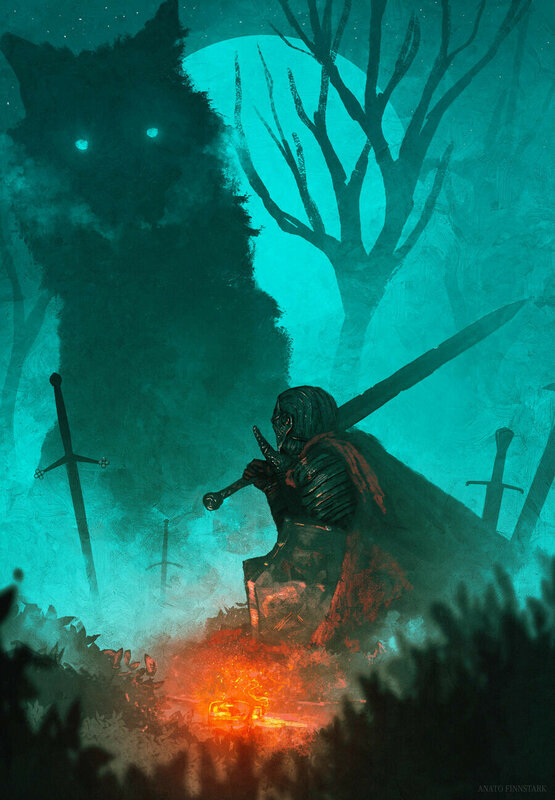 Knight with Sword in Forest