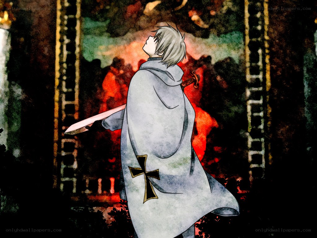 knight with sword in ruins