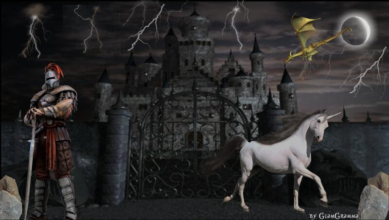 Knight with Unicorn — Gray
