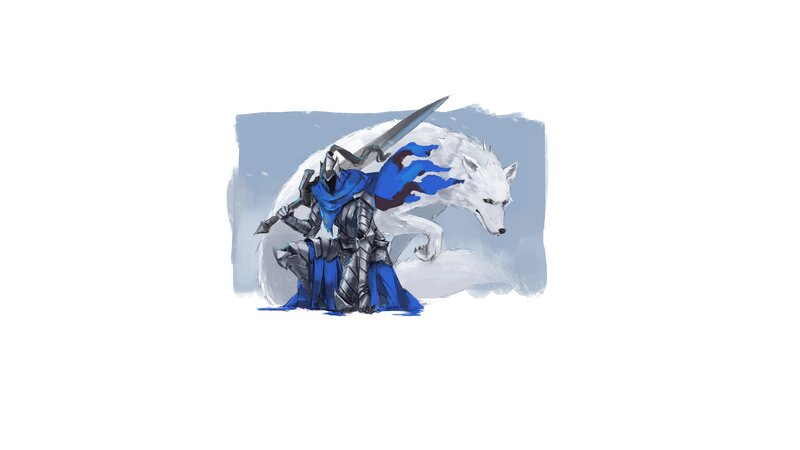 Knight with White Wolf — Blue