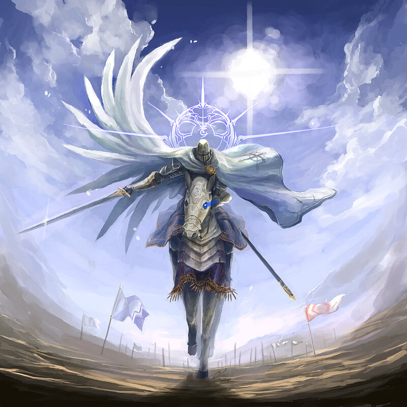 Knight with wings and sword