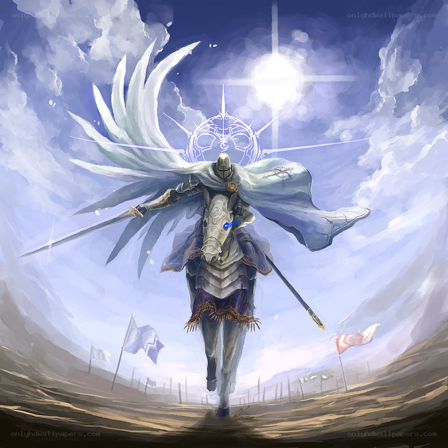 Knight with wings and sword