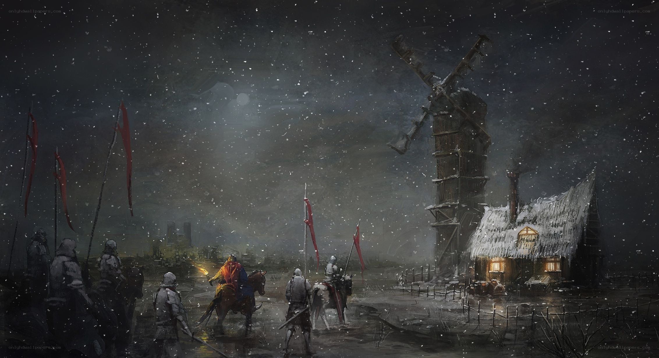 Knightly siege in snowstorm