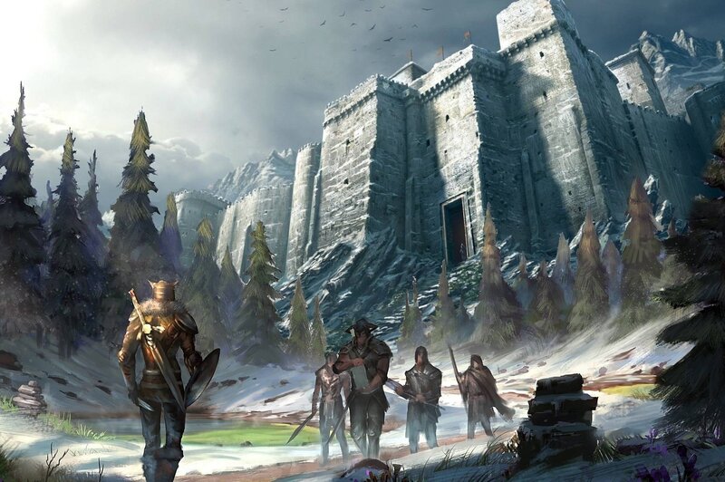 Knights Approaching Castle — Gray