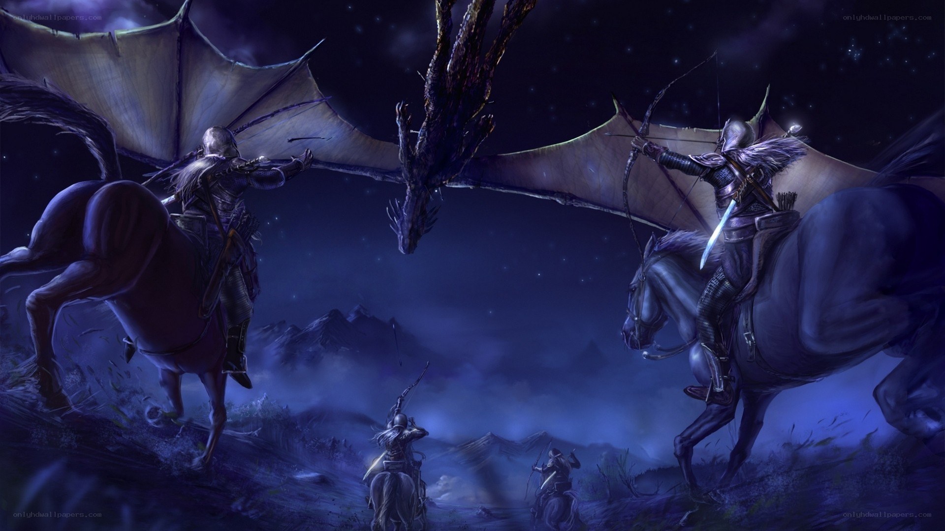 Knights battling a dragon