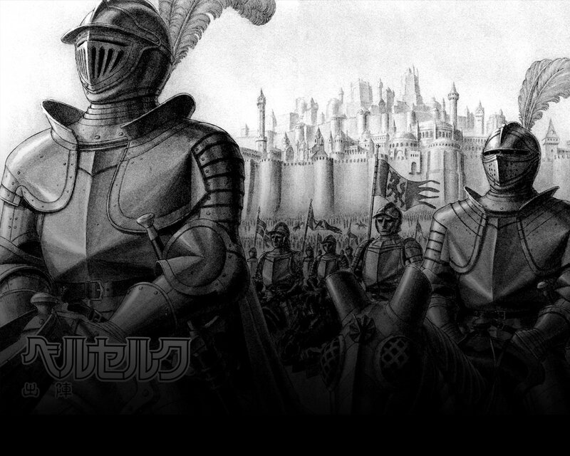 Knights before a castle