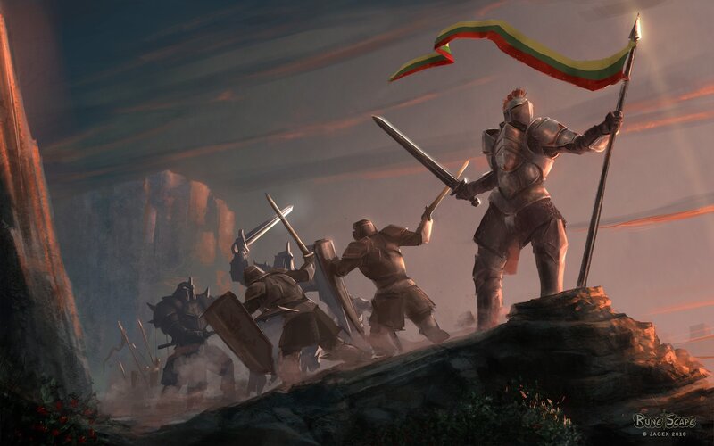 Knights charging into battle