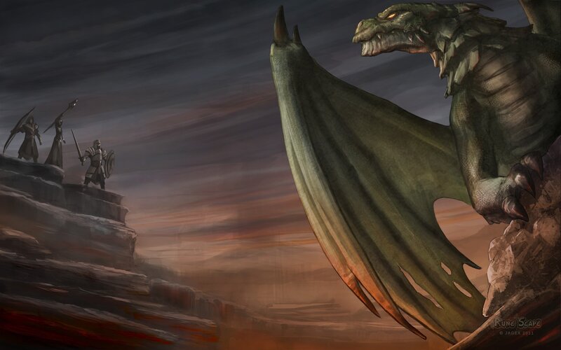 Knights confront a dragon