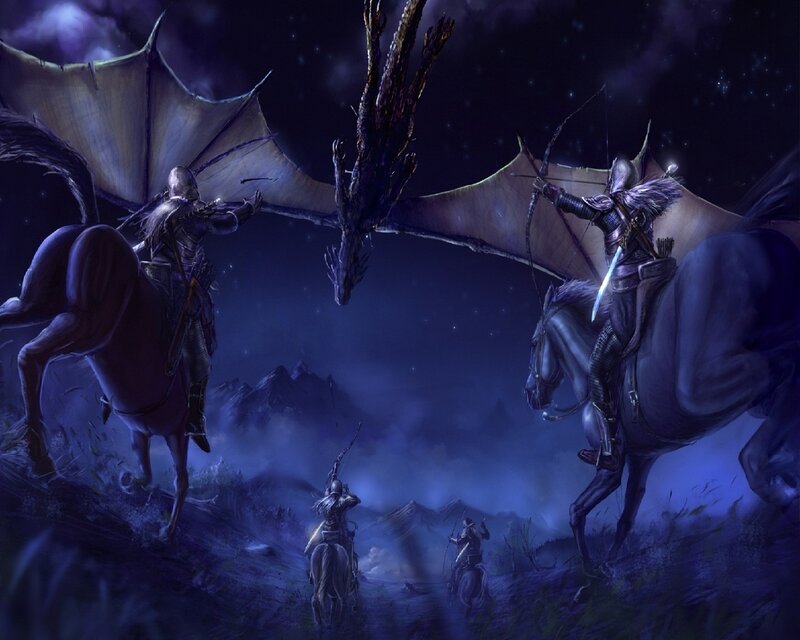 Knights Fighting Dragon — Blue
