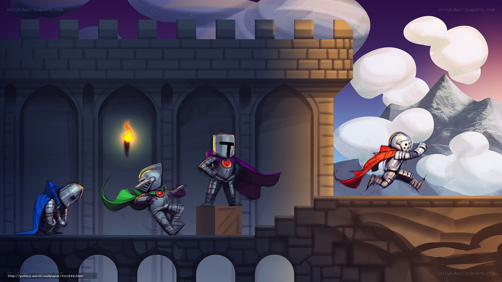 Knights in a castle scene