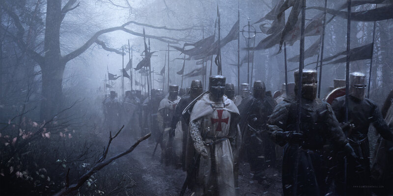 Knights in a Forest — Gray