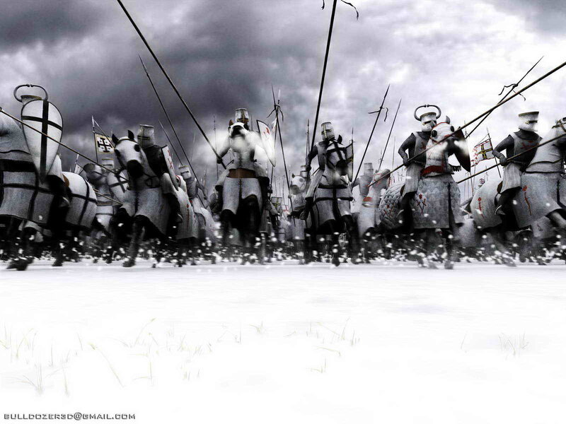 Knights in a snowy charge