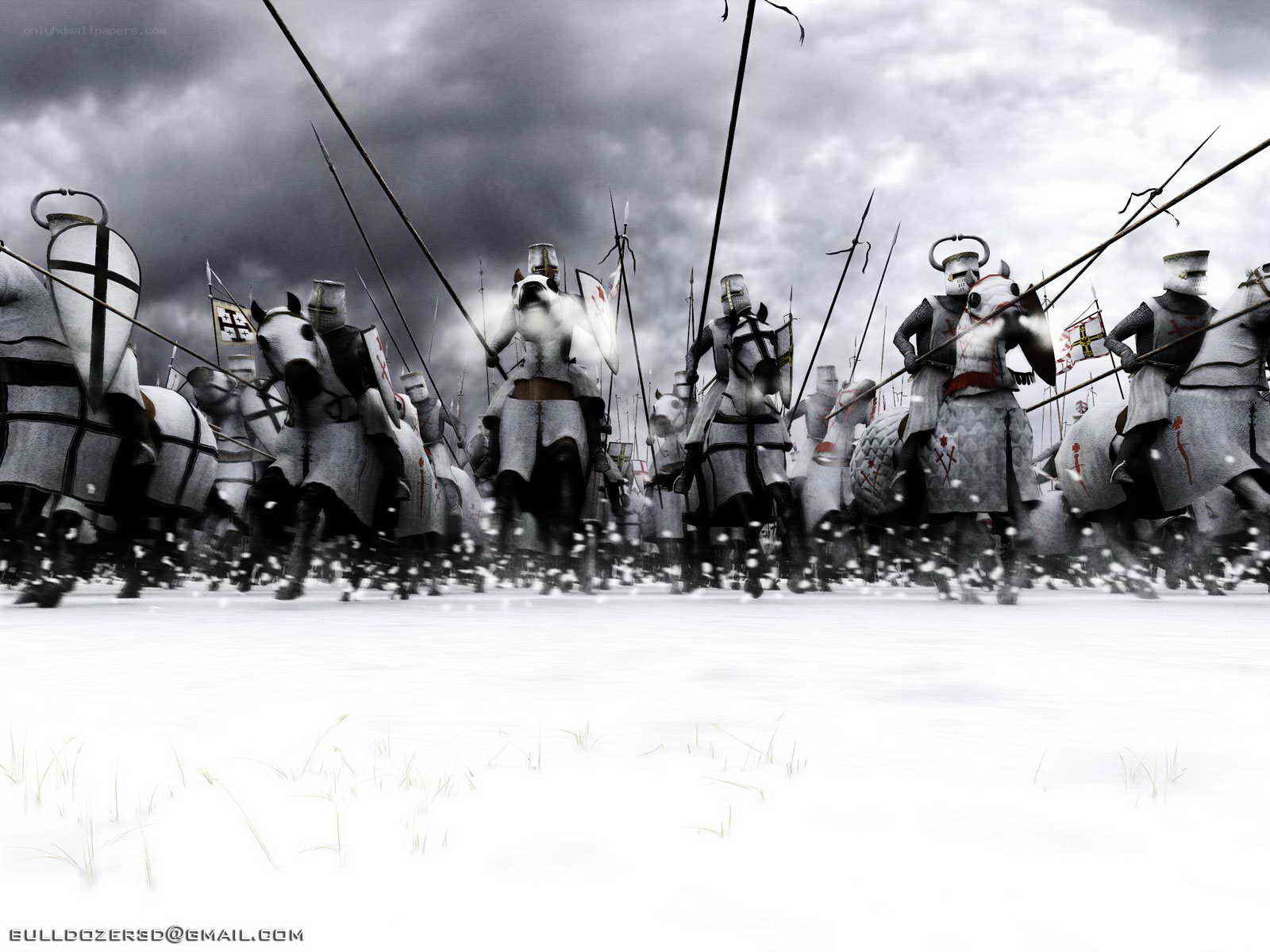 Knights in a snowy charge