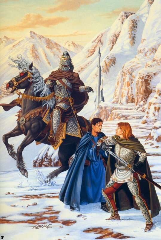 Knights in a snowy mountain pass