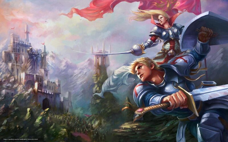 Knights in armor charge forward