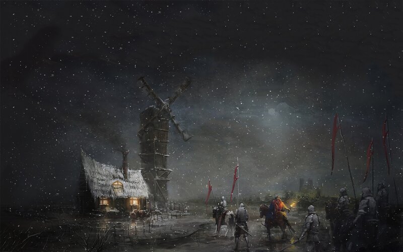 Knights in Snowy Landscape