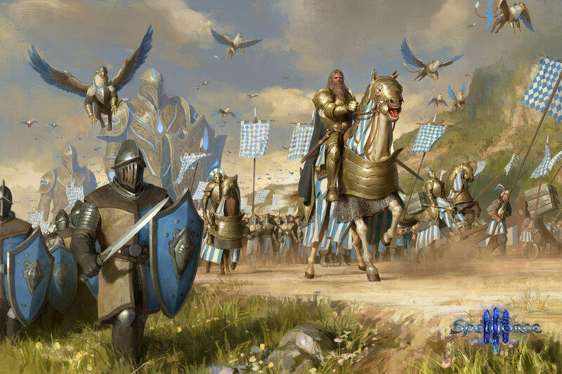 Knights on Horseback — Blue, Dramatic, Afternoon