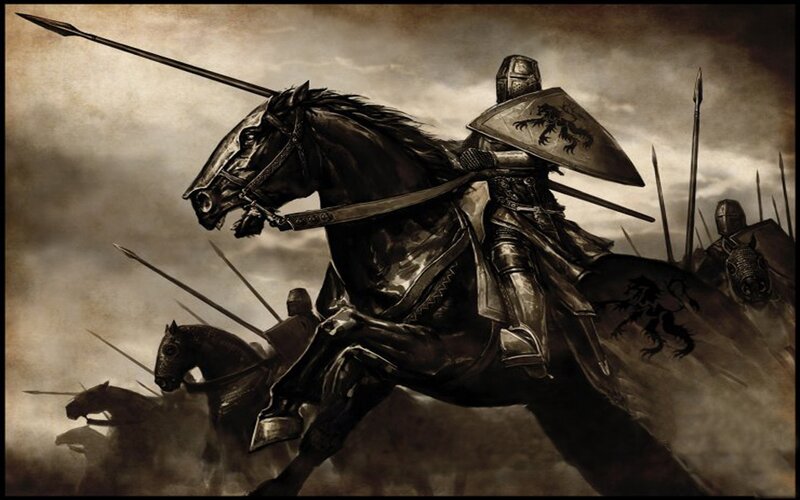 Knights on Horseback — Brown, Dramatic, Digital Art, Spear