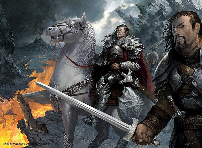 Knights on Horseback — Gray, Dramatic, Digital Art, Horse