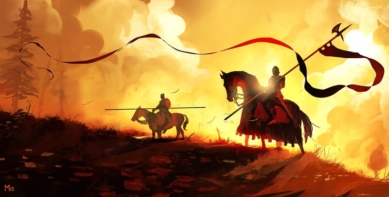 Knights on Horseback — Orange