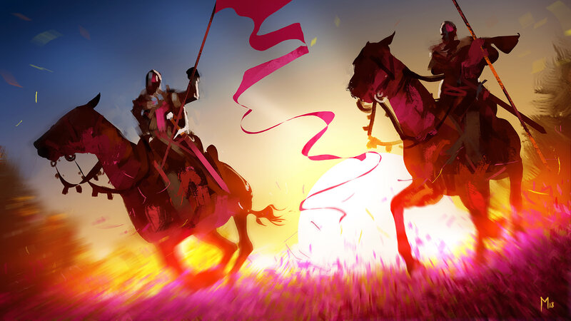Knights on Horseback — Pink