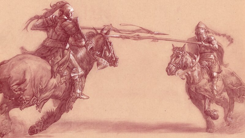 Knights on Horseback — Red