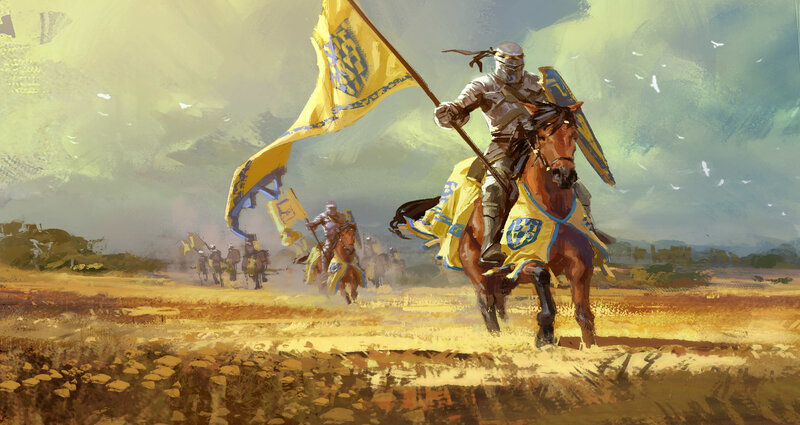 Knights on Horseback — Yellow, Dramatic, Afternoon