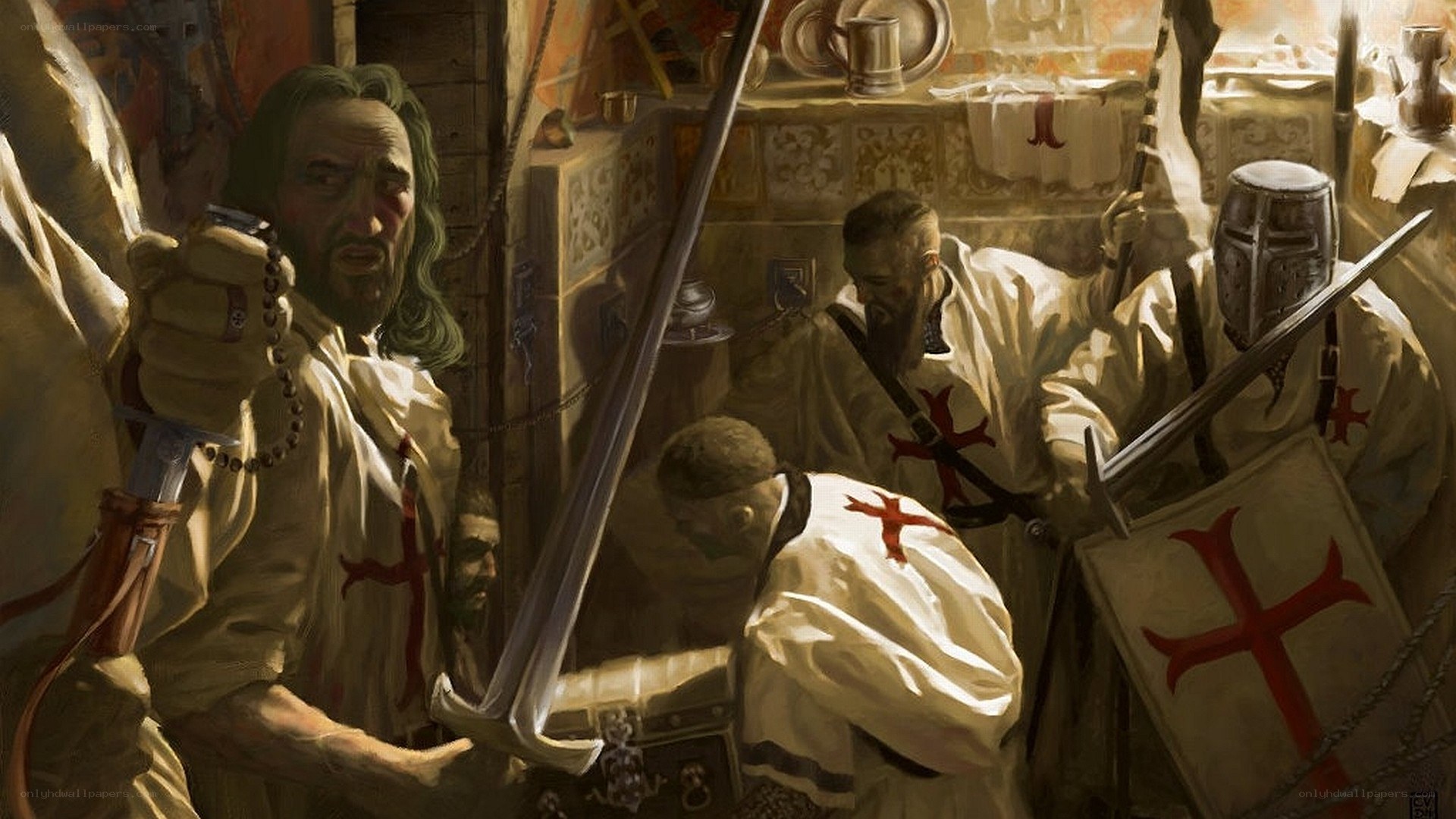 Knights Templar in a tavern